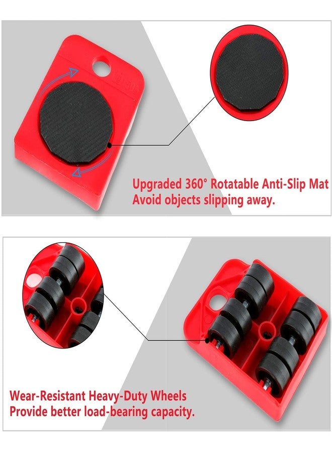 Dyna-Living Moving Sliders Furniture Lifter Mover Tools Set Heavy Duty Furniture Moving Tools Furniture Moving Roller Wheel Set for Fridge 360 Degree Rotatable 4PCS Red - Image 3
